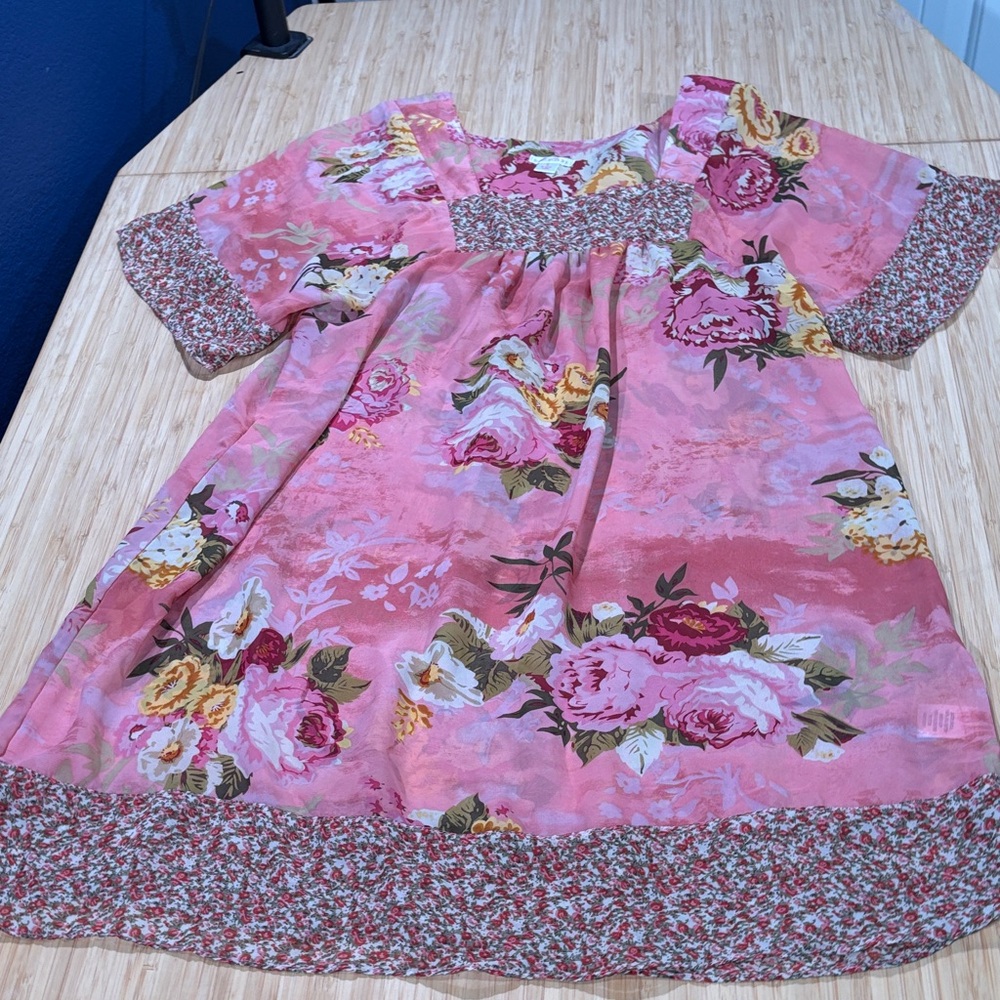 Xhilaration Pink and Green Floral Dress